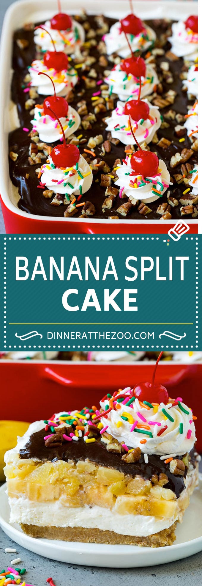Banana Split Cake Recipe | No Bake Cake | Banana Split Dessert #banana #chocolate #nobake #cake #cheesecake #fuyos