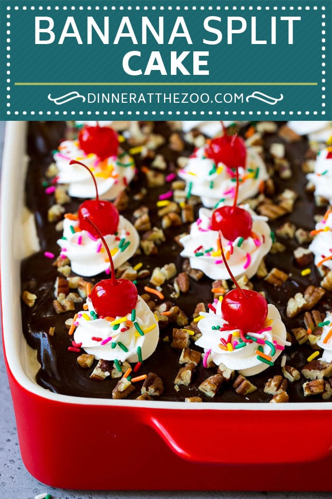 Banana Split Cake Recipe | No Bake Cake | Banana Split Dessert #banana #chocolate #nobake #cake #cheesecake #fuyos