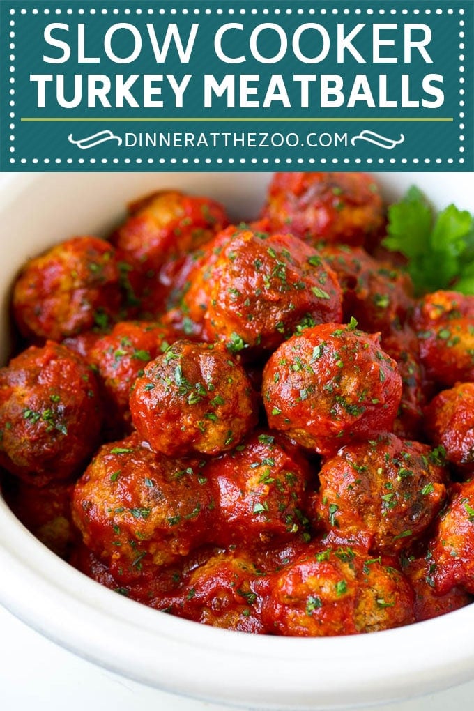 Slow Cooker Turkey Meatballs | Spaghetti and Meatballs #crockpot #slowcooker #turkey #meatballs #dinner #fuyos