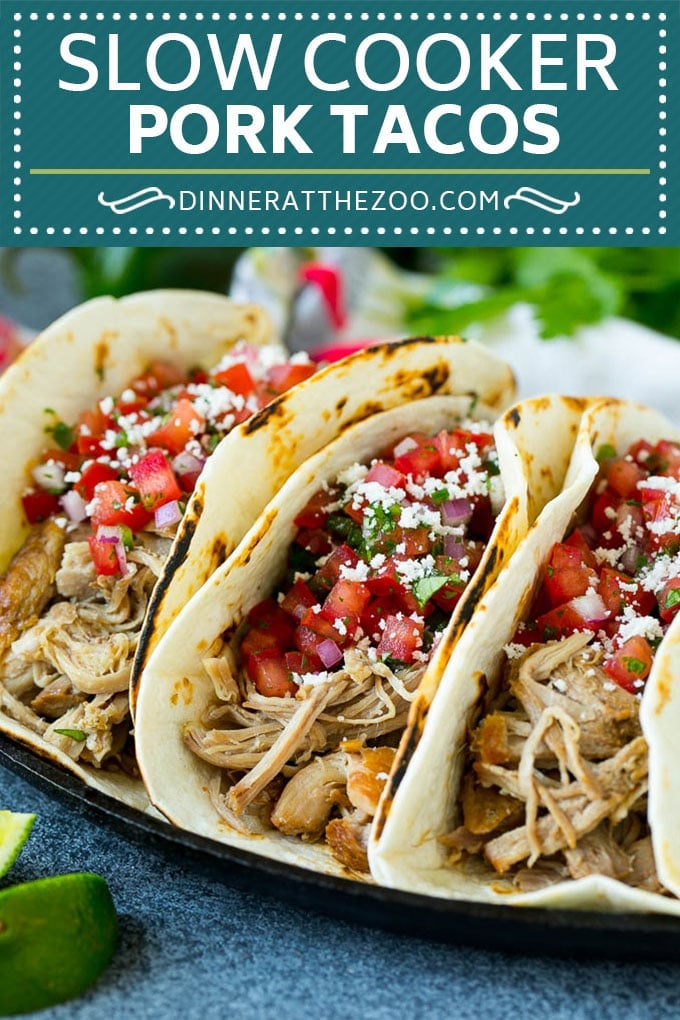 Pork Tacos Recipe | Slow Cooker Tacos #tacos #pork #slowcooker #crockpot #salsa #dinner #fuyos