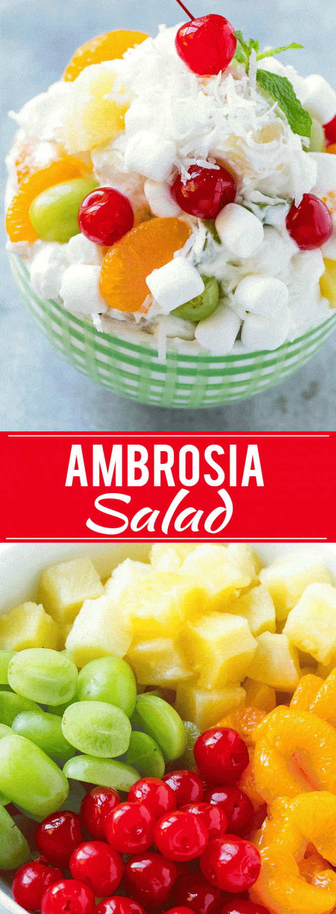 Ambrosia Salad Recipe | Fruit Salad | Potluck Dish #fruit #fruitsalad #coconut #marshmallows #dessert #fuyos