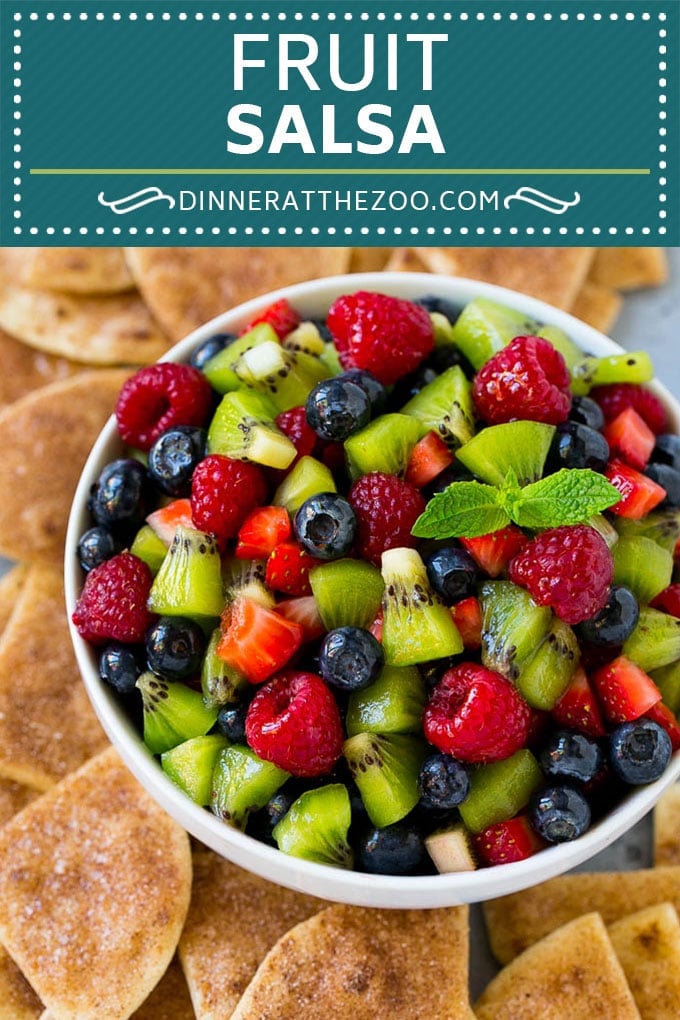 Fruit Salsa Recipe | Dessert Salsa | Cinnamon Sugar Chips | Fruit Recipe #fruit #kiwi #blueberry #strawberry #dip #salsa #fuyos #dessert #snack