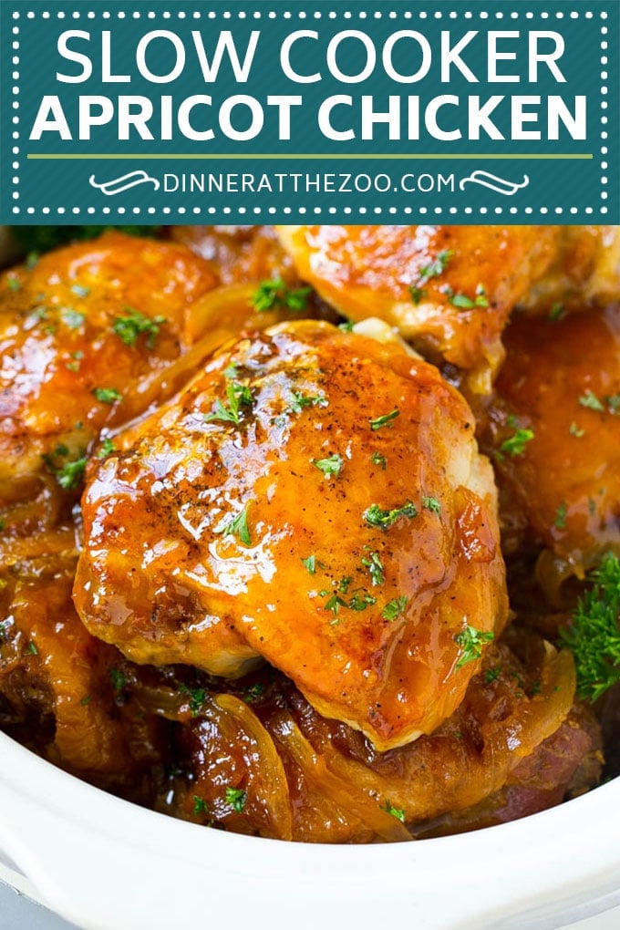 Slow Cooker Apricot Chicken #chicken #apricot #slowcooker #crockpot #dinner #fuyos