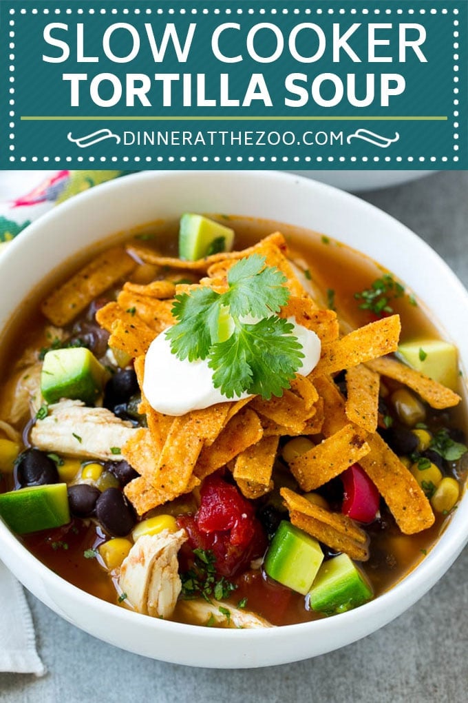 Slow Cooker Chicken Tortilla Soup Recipe | Chicken Soup Recipe | Slow Cooker Chicken Soup | Mexican Chicken Soup | Tortilla Soup Recipe #soup #tortillasoup #chickensoup #mexican #mexicansoup #dinner #fuyos
