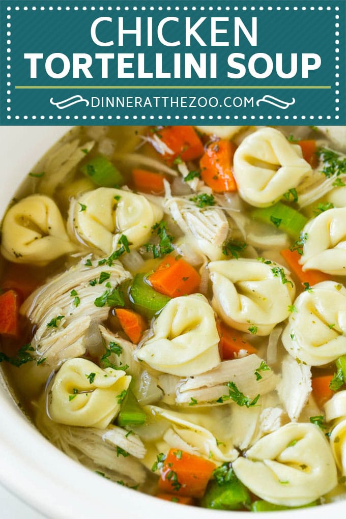 Chicken Tortellini Soup #soup #chicken #pasta #tortellini #slowcooker #crockpot #dinner #fuyos
