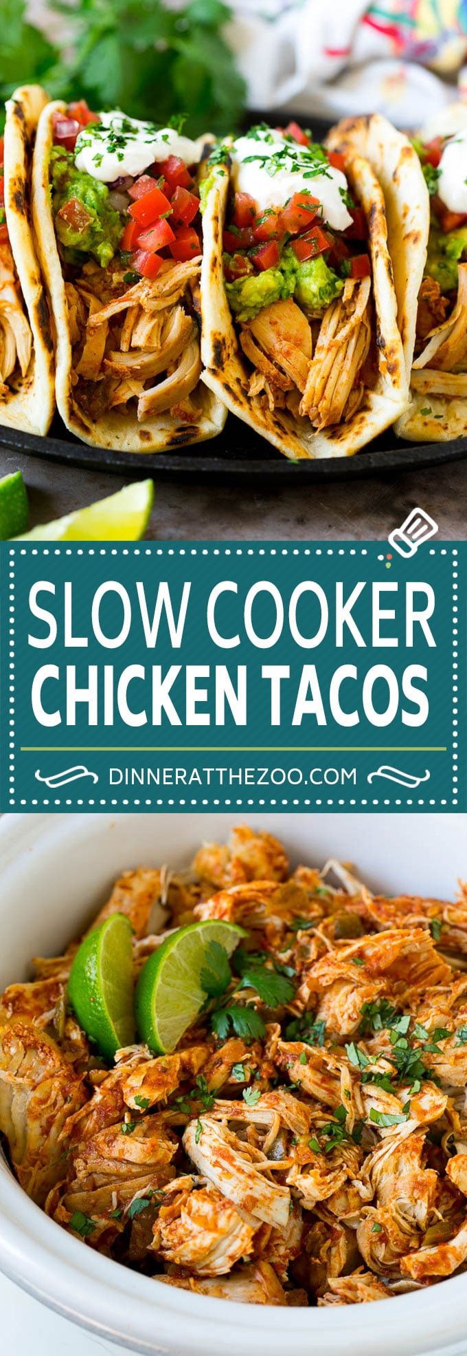 Slow Cooker Chicken Tacos Recipe | Crock Pot Chicken Tacos #tacos #chicken #slowcooker #crockpot #tacotuesday #dinner #fuyos
