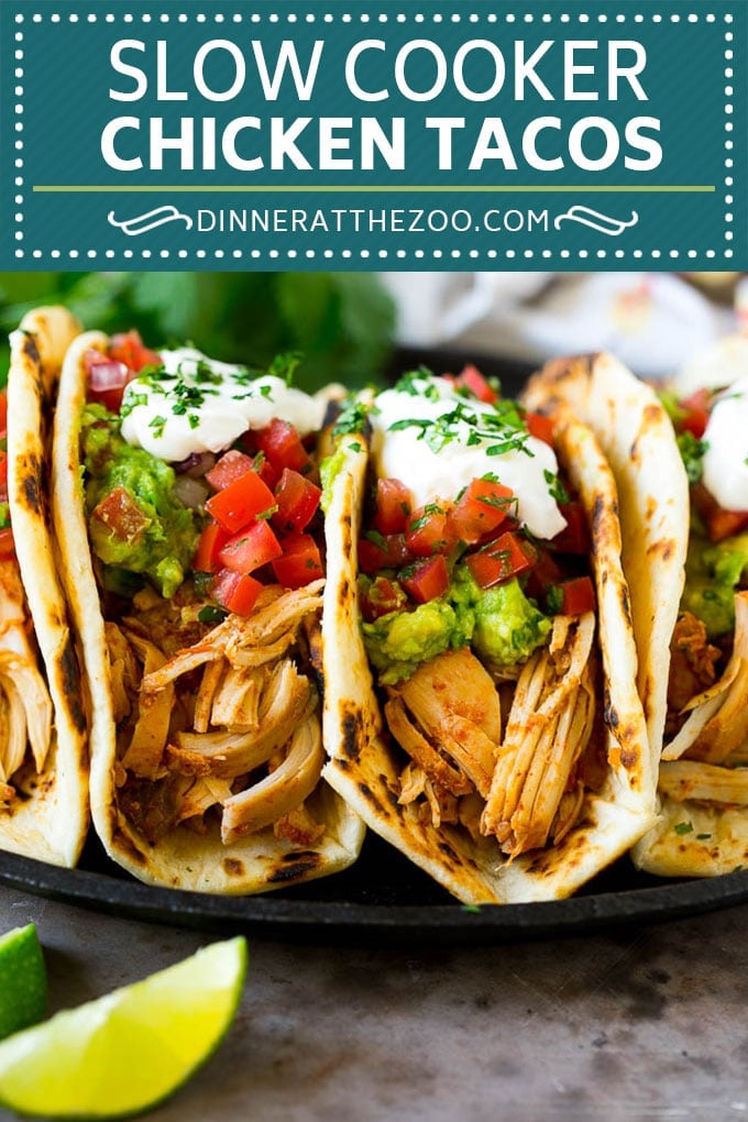 Slow Cooker Chicken Tacos Recipe | Crock Pot Chicken Tacos #tacos #chicken #slowcooker #crockpot #tacotuesday #dinner #fuyos