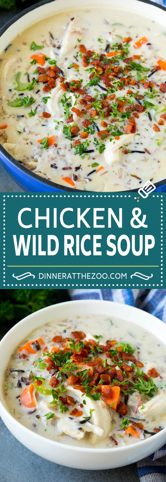 Chicken and Wild Rice Soup Recipe | Creamy Chicken Soup #chicken #rice #soup #bacon #dinner #fuyos