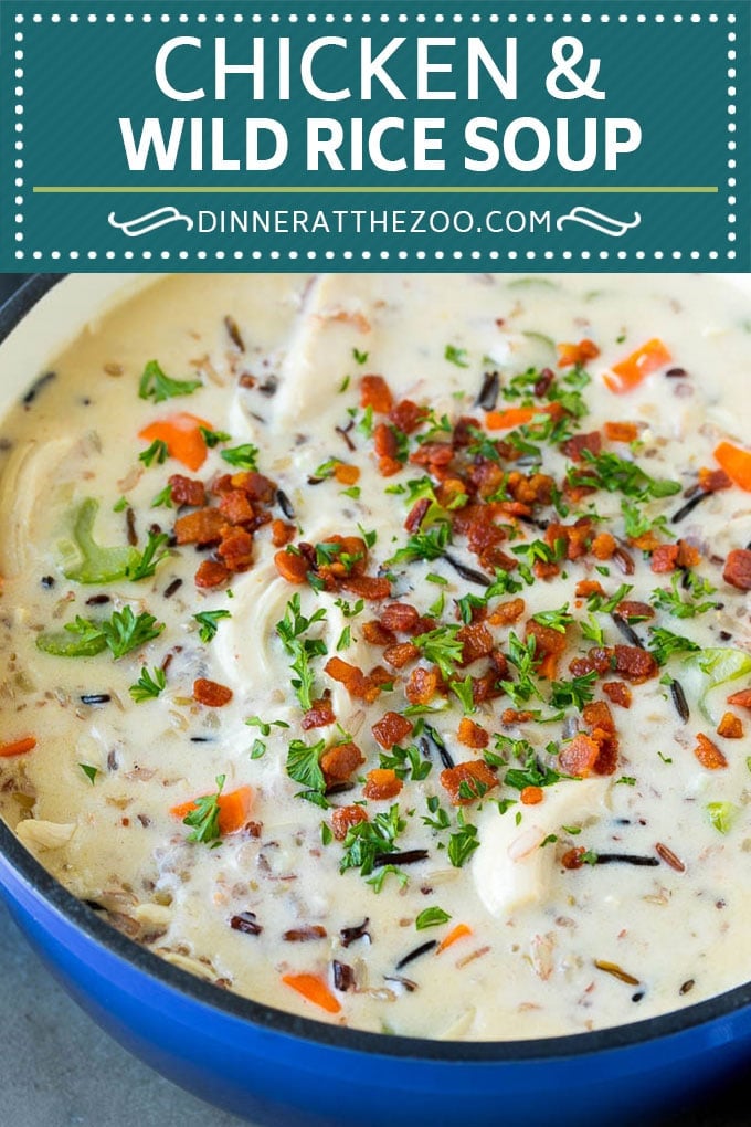 Chicken and Wild Rice Soup Recipe | Creamy Chicken Soup #chicken #rice #soup #bacon #dinner #fuyos