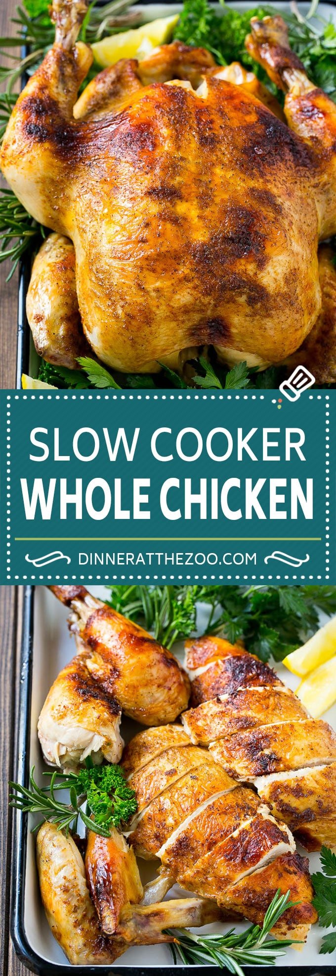 Slow Cooker Whole Chicken | Slow Cooker Rotisserie Chicken | Crock Pot Roasted Chicken | Crock Pot Whole Chicken #chicken #slowcooker #crockpot #glutenfree #dinner #fuyos