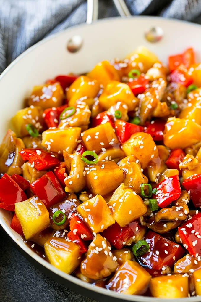 Pineapple Chicken | Hawaiian Chicken | Chicken Stir Fry #pineapple #chicken #dinner #stirfry #fuyos A skillet of tropical chicken stir fry.