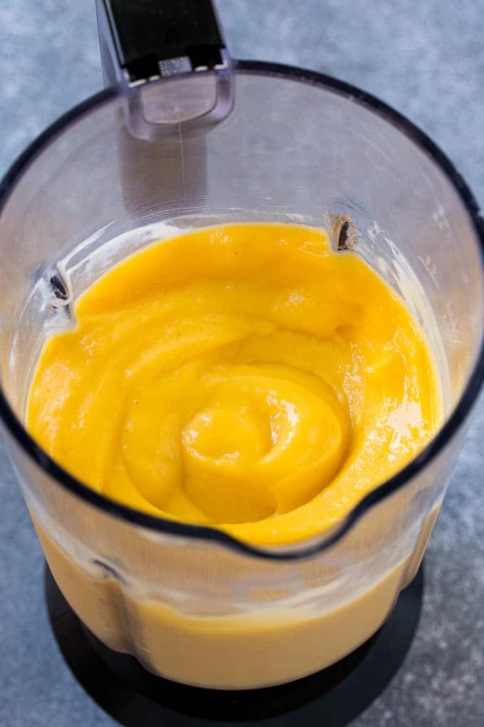 Blended ingredients ready to pour.