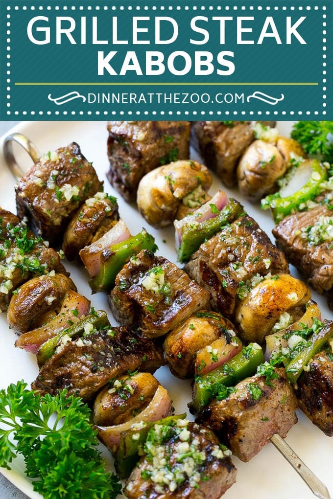 Steak Kabobs Recipe | Beef Kabobs | Grilled Steak | Steak Skewers #beef #steak #kabobs #grilling #garlic #mushrooms #fuyos