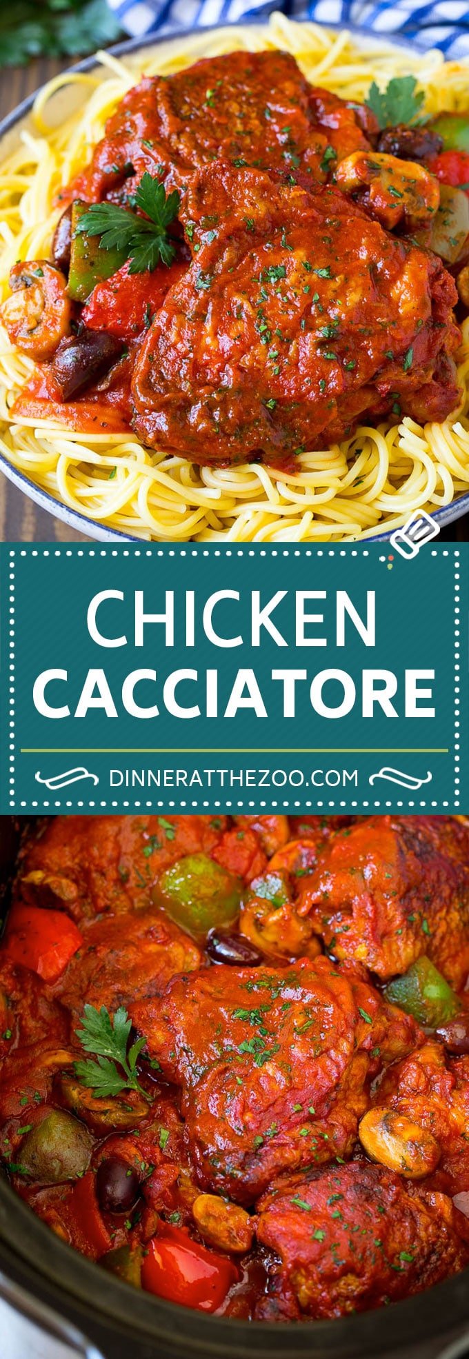 Slow Cooker Chicken Cacciatore Recipe | Italian Chicken #chicken #crockpot #slowcooker #dinner #italianfood #peppers #fuyos