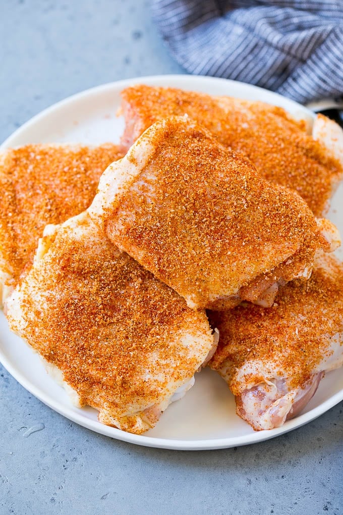 Smoked Chicken Thighs Recipe | Barbecue Chicken Thighs | Easy Chicken Thighs #chicken #barbecue #smoker #dinner #fuyos Poultry coated in a BBQ spice rub.