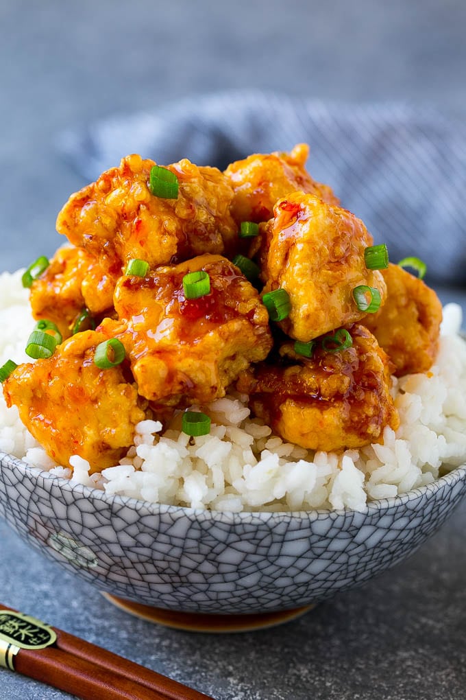 Sweet Chili Chicken Recipe | Thai Chicken | Asian Chicken #chicken #thaifood #chili #dinner #fuyos Sweet chili chicken served over steamed rice.