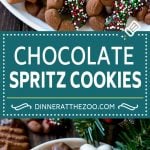 Chocolate Spritz Cookies | Christmas Cookies | Spritz Cookies #christmas #cookies #chocolate #sprinkles #baking #dessert #fuyos