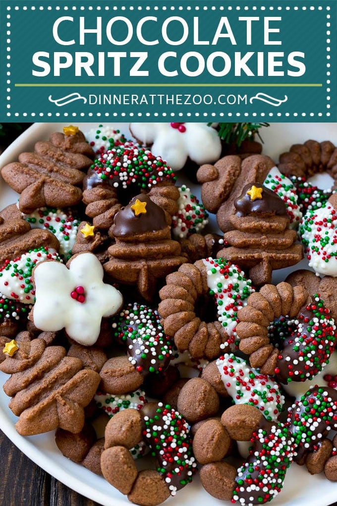 Chocolate Spritz Cookies | Christmas Cookies | Spritz Cookies #christmas #cookies #chocolate #sprinkles #baking #dessert #fuyos