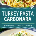 Turkey Pasta Carbonara | Turkey Pasta | Leftover Turkey Recipe #turkey #pasta #bacon #peas #dinner #fuyos