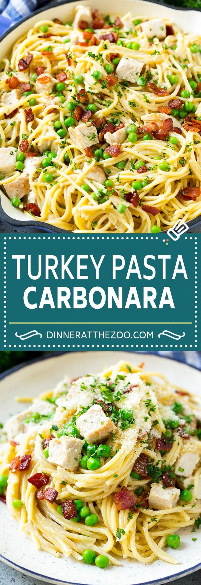 Turkey Pasta Carbonara | Turkey Pasta | Leftover Turkey Recipe #turkey #pasta #bacon #peas #dinner #fuyos