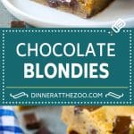 Blondies Recipe | Chocolate Chunk Blondies | Bar Cookies #blondies #cookies #chocolate #dessert #sweets #fuyos