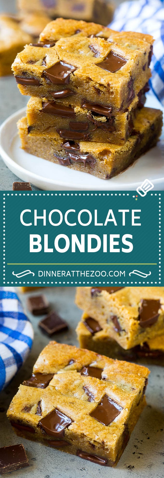 Blondies Recipe | Chocolate Chunk Blondies | Bar Cookies #blondies #cookies #chocolate #dessert #sweets #fuyos