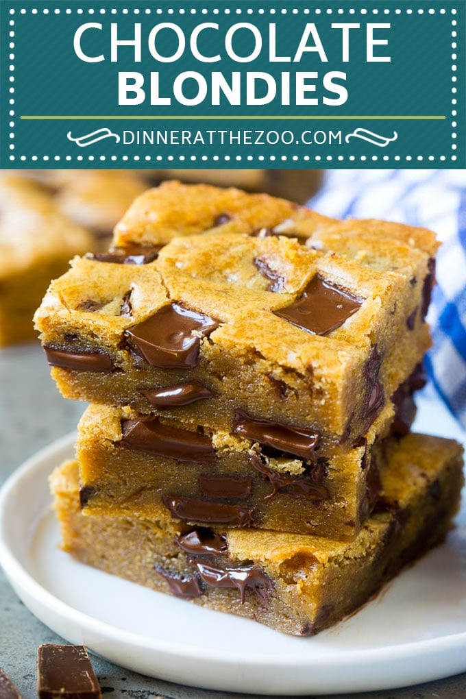 Blondies Recipe | Chocolate Chunk Blondies | Bar Cookies #blondies #cookies #chocolate #dessert #sweets #fuyos