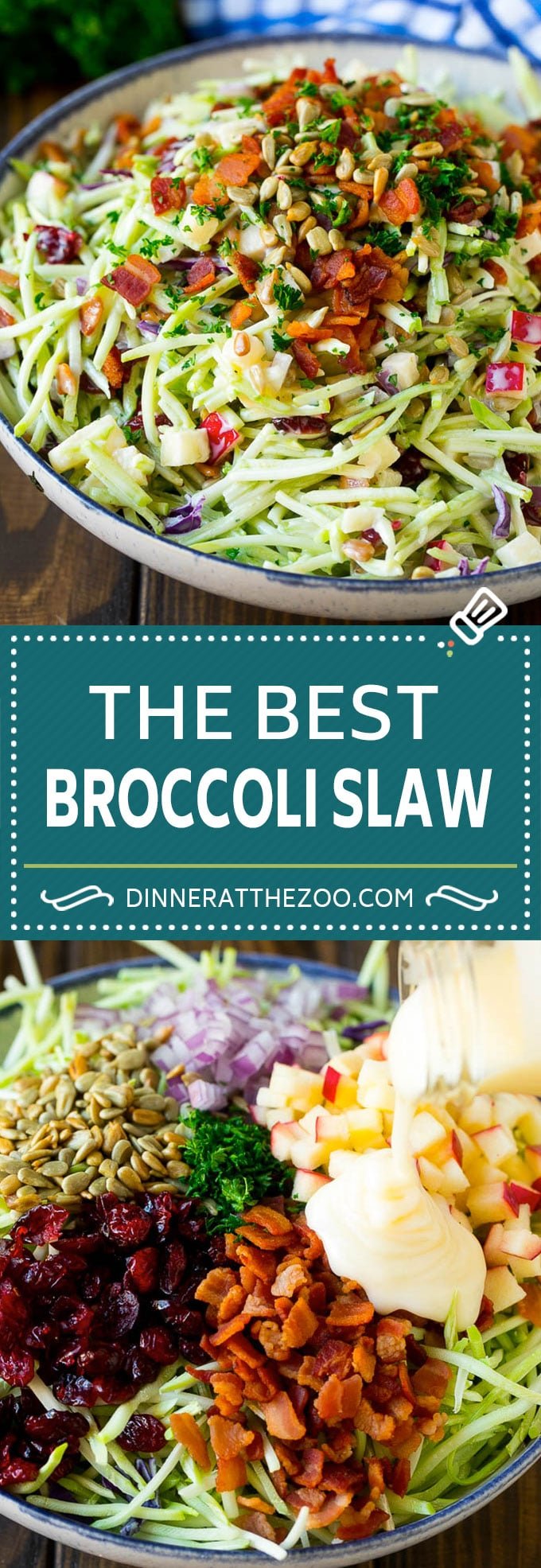Bacon Broccoli Slaw Recipe | Coleslaw Recipe | Broccoli Slaw #broccoli #slaw #salad #apple #bacon #sidedish #lunch #fuyos