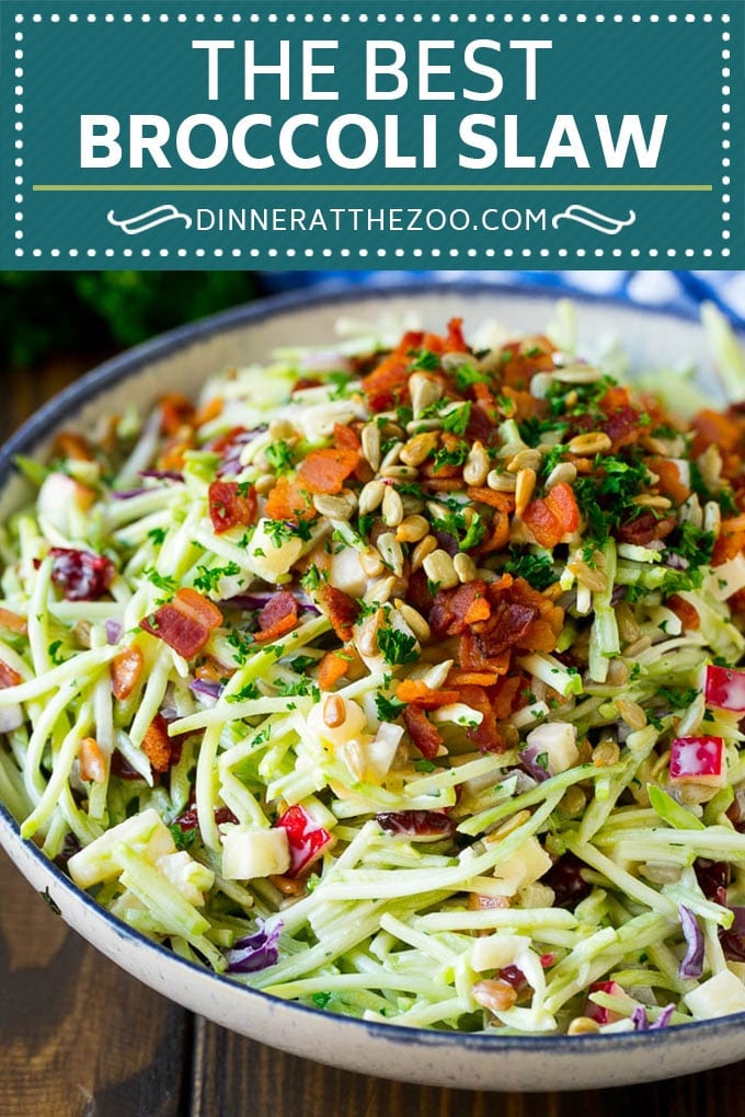 Bacon Broccoli Slaw Recipe | Coleslaw Recipe | Broccoli Slaw #broccoli #slaw #salad #apple #bacon #sidedish #lunch #fuyos