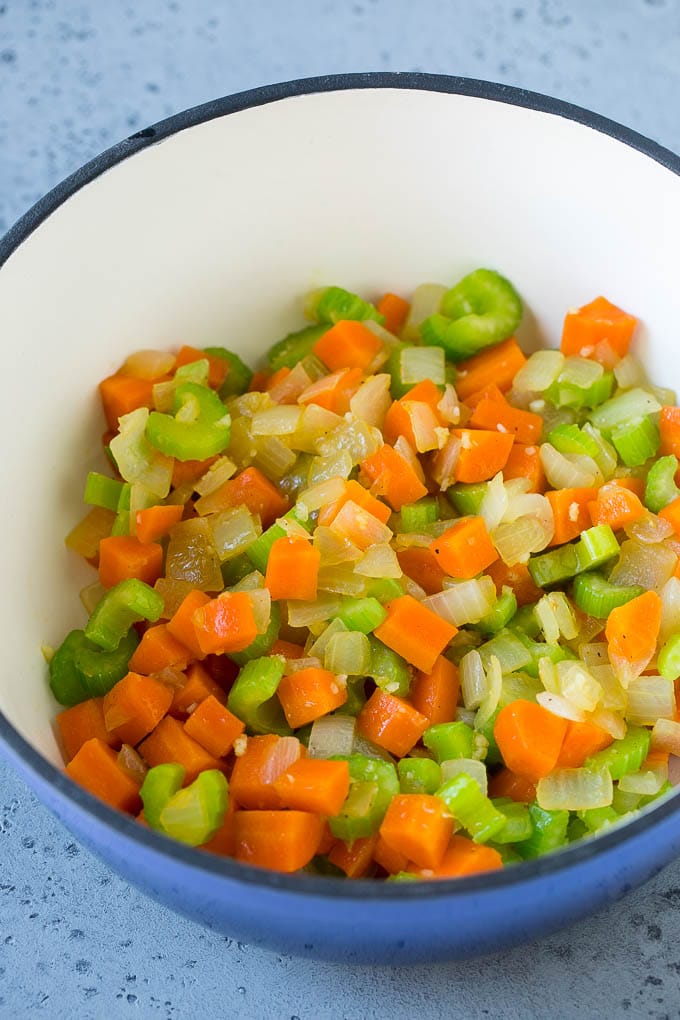 Cabbage Soup Recipe | Vegetable Soup | Veggie Soup | Healthy Soup #soup #healthy #cleaneating #cabbage #vegetables #veggies #dinner #fuyos Carrots, onions and celery in a soup pot.