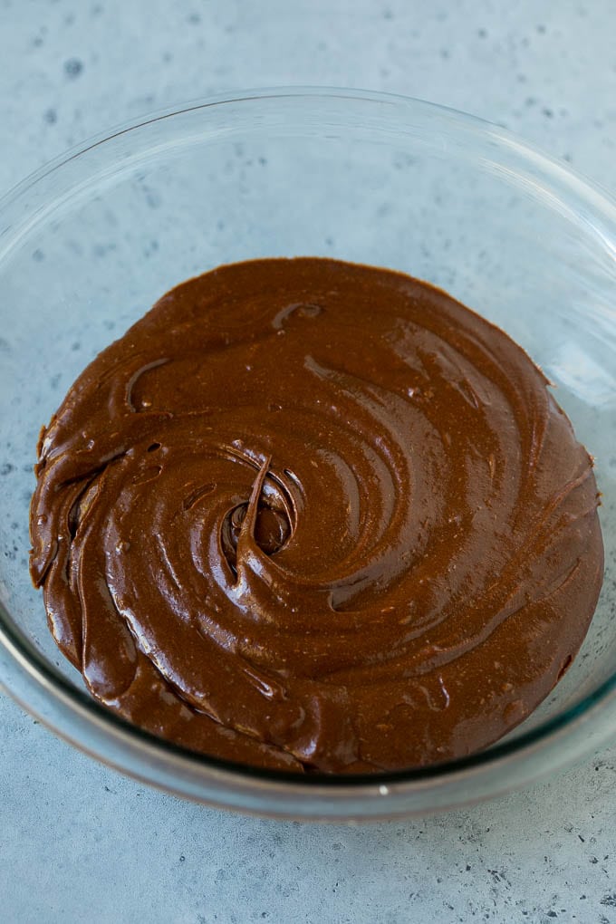 Cosmic Brownies Recipe | Cocoa Brownies | Frosted Brownies #brownies #chocolate #dessert #fuyos #sprinkles A bowl of cocoa brownie batter.