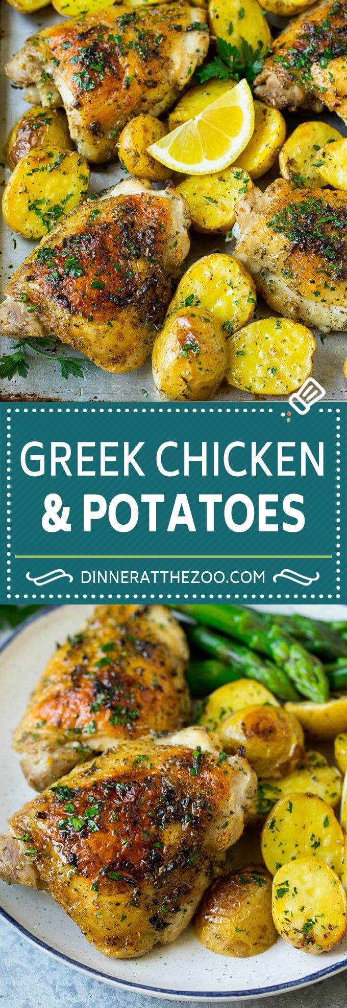 Greek Chicken and Potatoes Recipe | Sheet Pan Dinner | Roasted Chicken Thighs #chicken #chickenthighs #garlic #potatoes #onepotmeal #dinner #fuyos #cleaneating