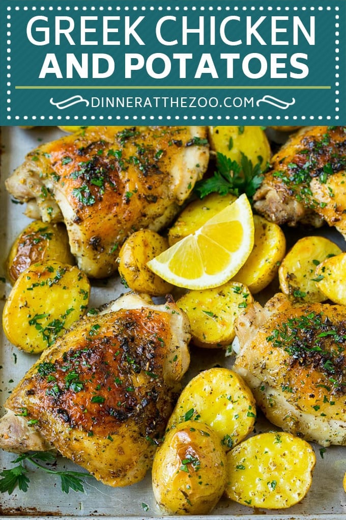 Greek Chicken and Potatoes Recipe | Sheet Pan Dinner | Roasted Chicken Thighs #chicken #chickenthighs #garlic #potatoes #onepotmeal #dinner #fuyos #cleaneating