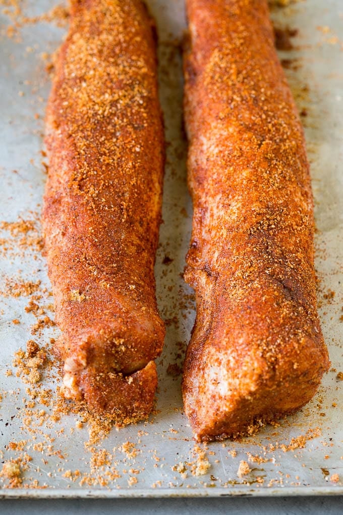 Smoked Pork Tenderloin Recipe | Smoked Pork Loin | BBQ Pork #pork #tenderloin #smoker #dinner #fuyos Pork tenderloins coated in homemade spice rub.