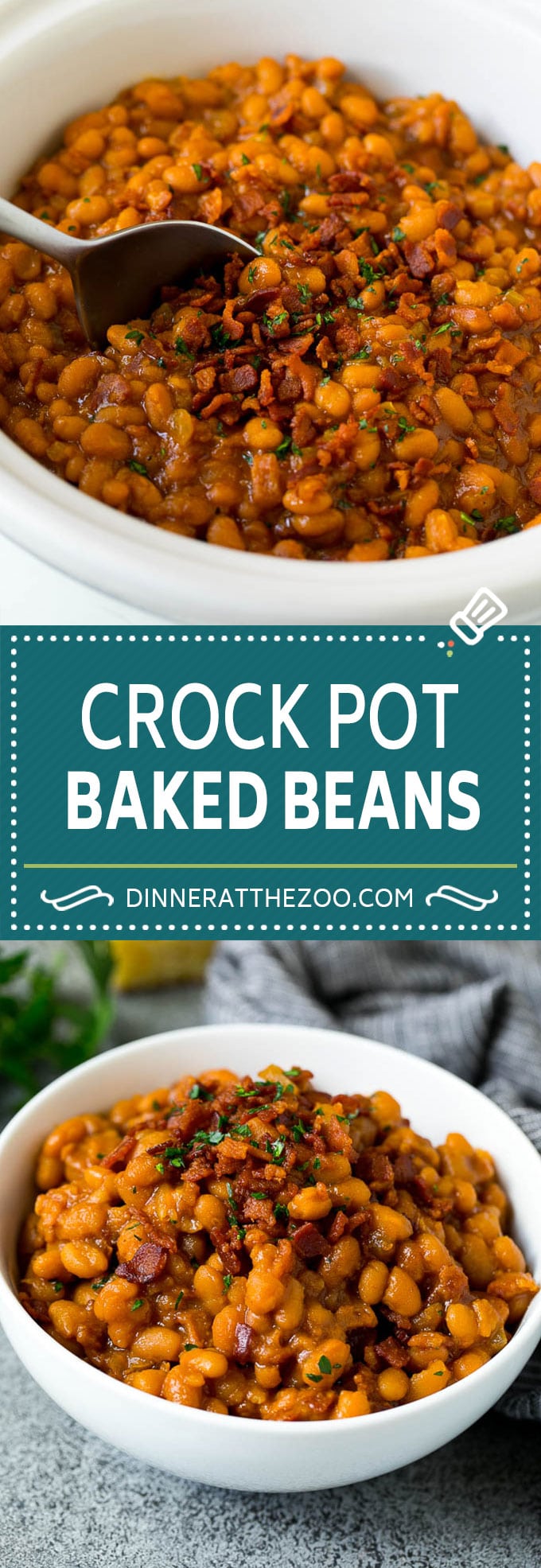 Crock Pot Baked Beans | Slow Cooker Baked Beans #beans #bacon #slowcooker #crockpot #fuyos