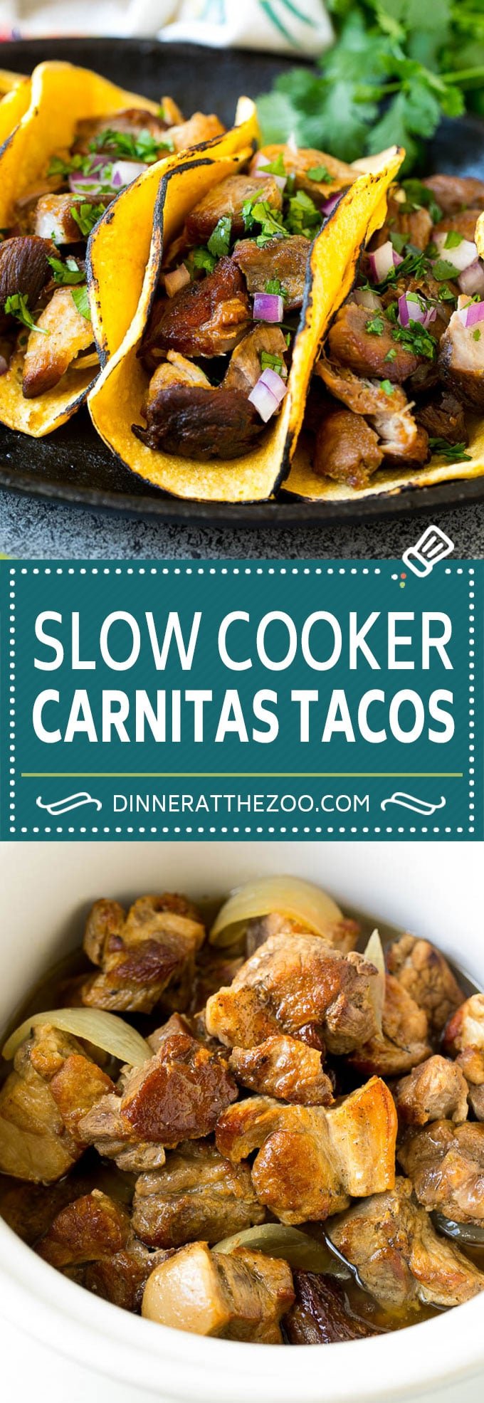 Slow Cooker Carnitas Tacos Recipe | Pork Tacos #tacos #pork #dinner #slowcooker #crockpot #fuyos