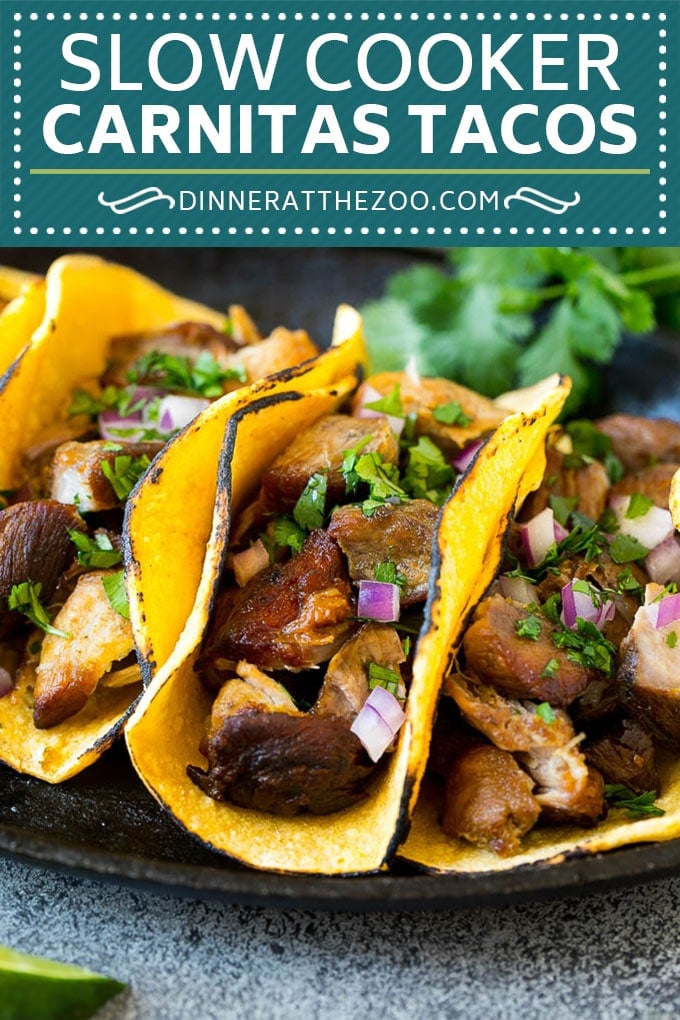 Slow Cooker Carnitas Tacos Recipe | Pork Tacos #tacos #pork #dinner #slowcooker #crockpot #fuyos
