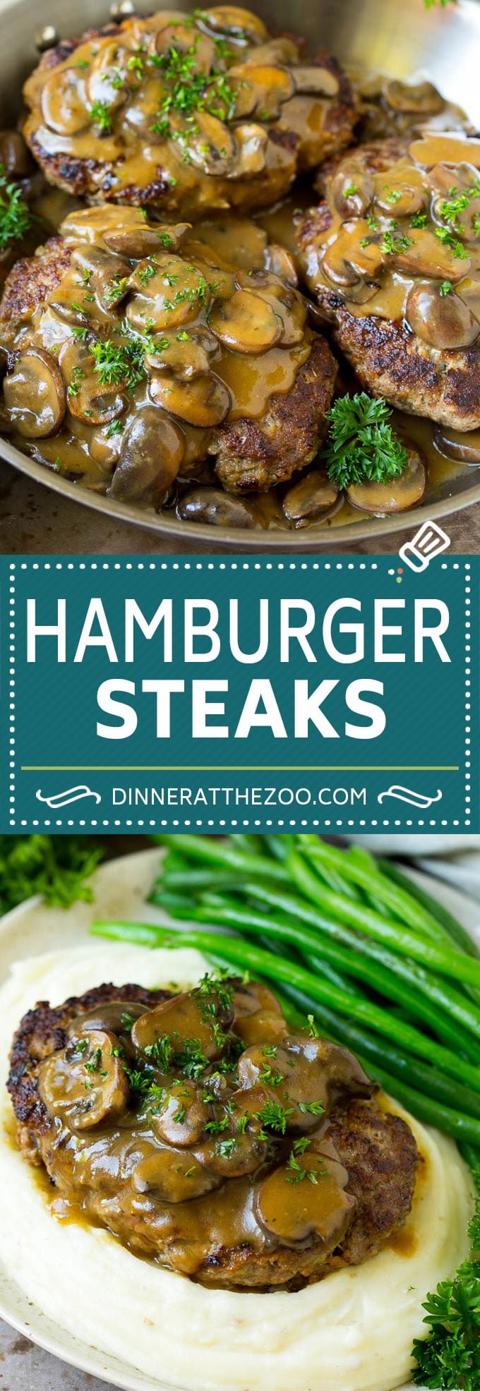 Hamburger Steaks with Mushroom Gravy Recipe | Salisbury Steak #hamburger #groundbeef #mushrooms #gravy #dinner #fuyos