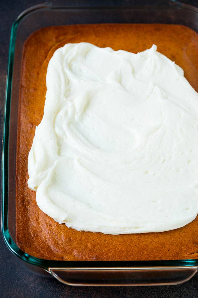 Cream cheese frosting on a fall base.