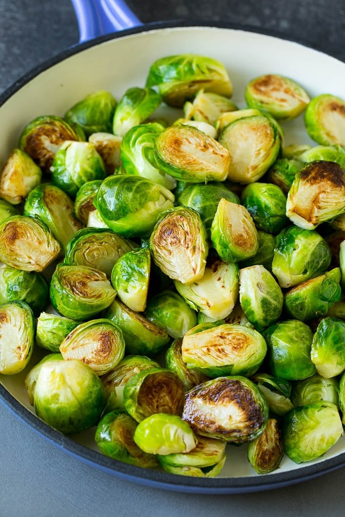 Sauteed Brussels Sprouts Recipe | Brussels Sprouts Side Dish #brusselssprouts #sprouts #veggies #sidedish #garlic #vegetarian #dinner #fuyos Halved sprouts cooked until browned.