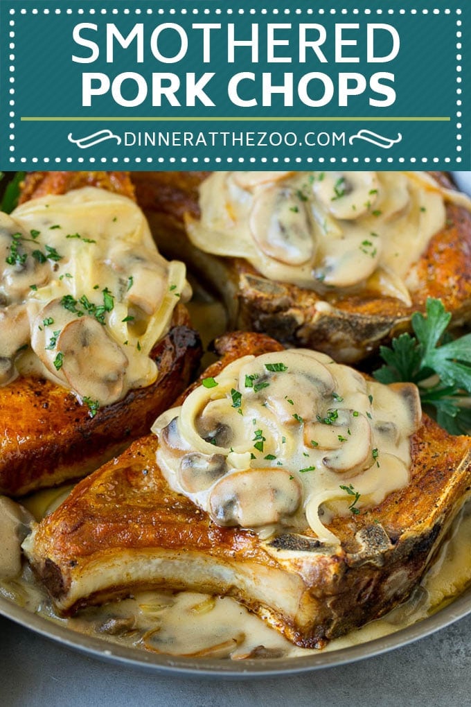 Smothered Pork Chops Recipe | Mushroom Pork Chops #pork #porkchops #mushrooms #gravy #dinner #fuyos