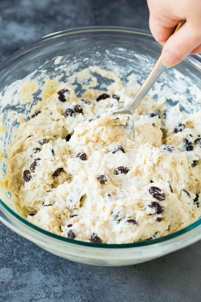 Irish Soda Bread Recipe #bread #baking #stpatricksday #sidedish #fuyos A bowl of buttermilk bread dough.