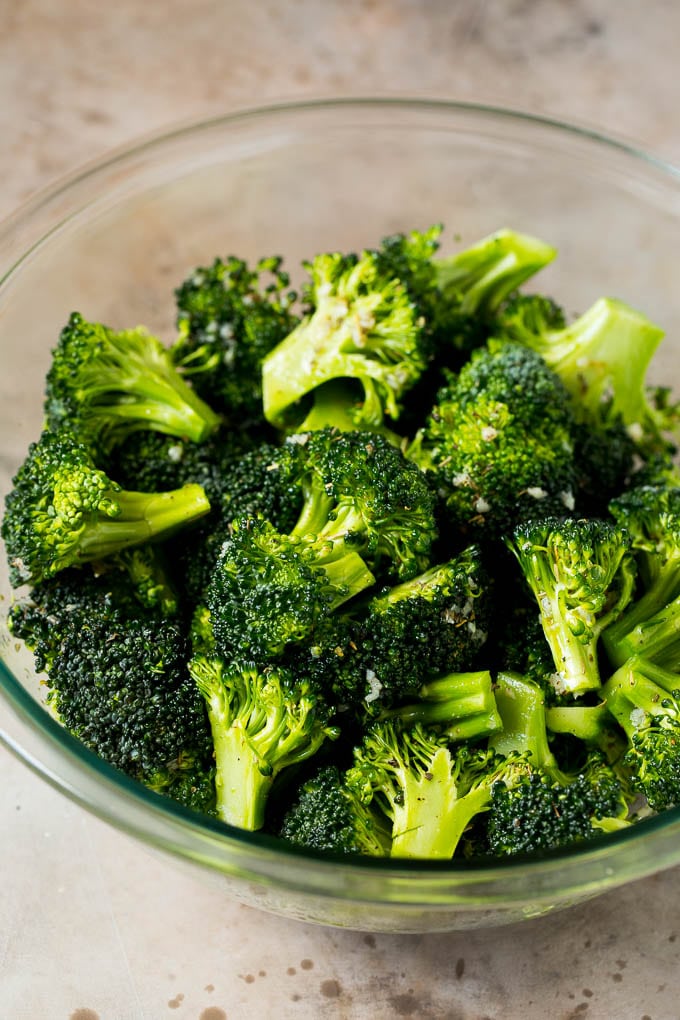 Florets tossed with olive oil, garlic and herbs.