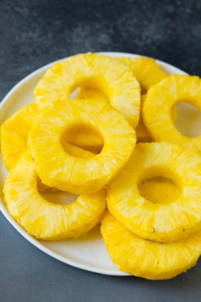 Slices of fruit on a plate.