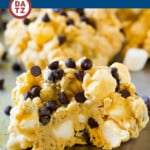 Several of the best avalanche cookies on a tray which are cookies loaded with peanut butter, chocolate and marshmallows.