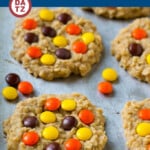 These no bake peanut butter cookies take just 10 minutes to make, and are loaded with oatmeal and peanut butter flavor.