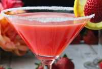 Easy Strawberry Lemon Drop Martini Vodka Cocktail