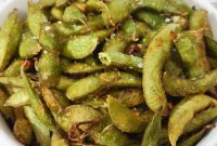 Spicy Garlic Crispy Air Fryer Edamame