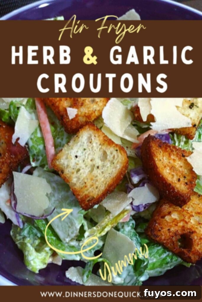 Crispy Herb Garlic Croutons Made in Your Air Fryer 12 how to make croutons in the air fryer dinners done quick pinterest