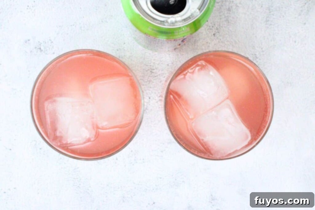 add lime seltzer juice on top of watermelon gin